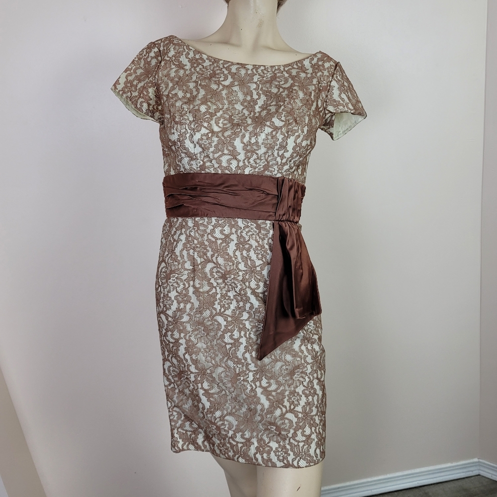 Vintage brown lace cocktail dress 1950s pinup
